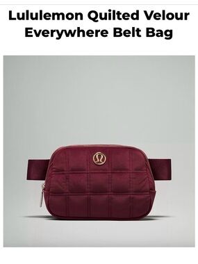 lululemon athletica Quilted Velour Everywhere Belt Bag - Burgundy with Gold Logo
